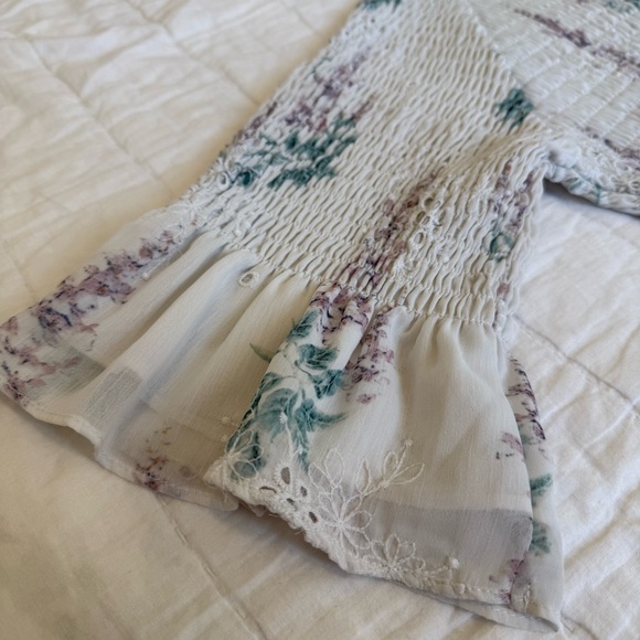 JessaKae White Floral Smocked Eyelet Midi Dress - Picture 6 of 13